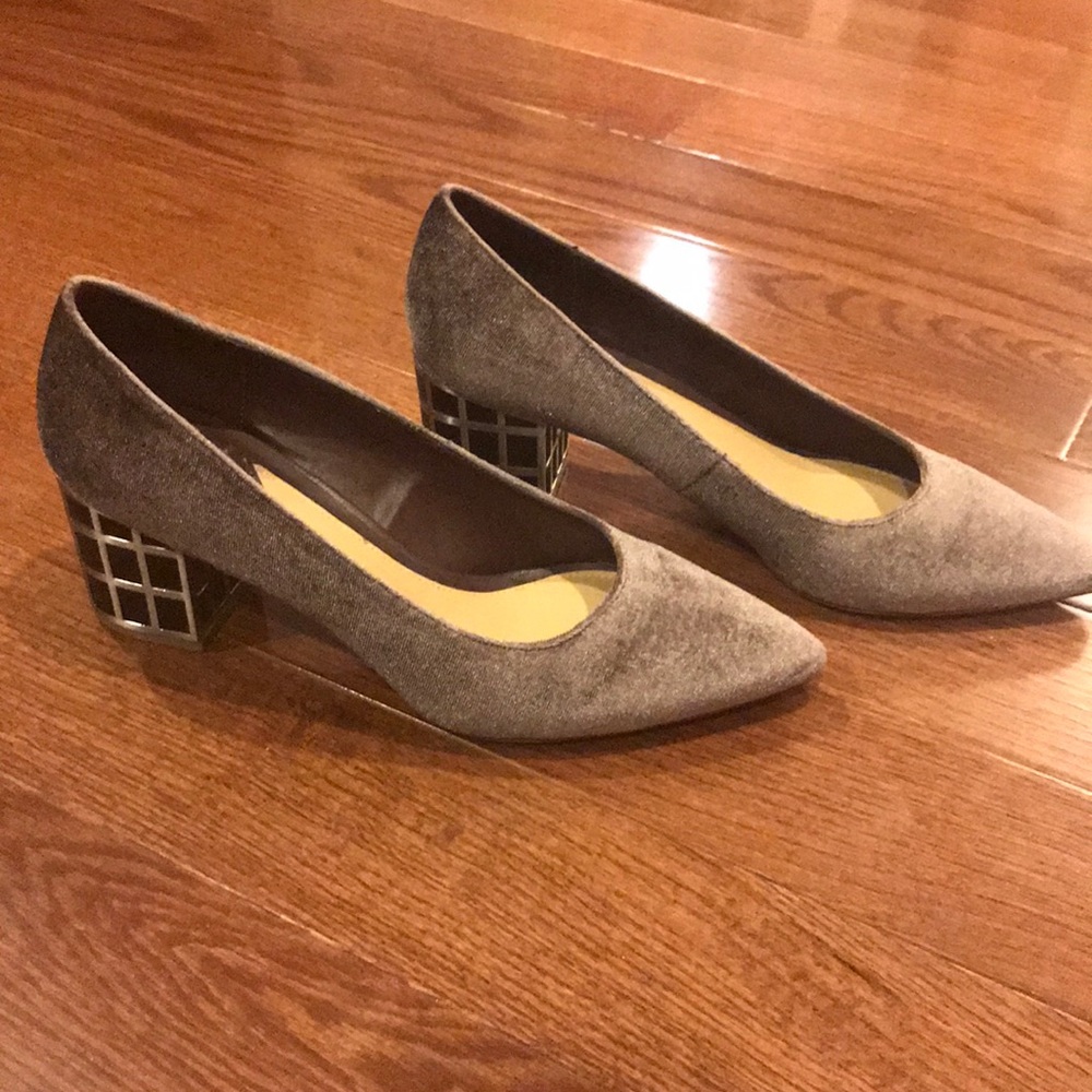 Brian Atwood - Stacked Heel Velvet Shoe